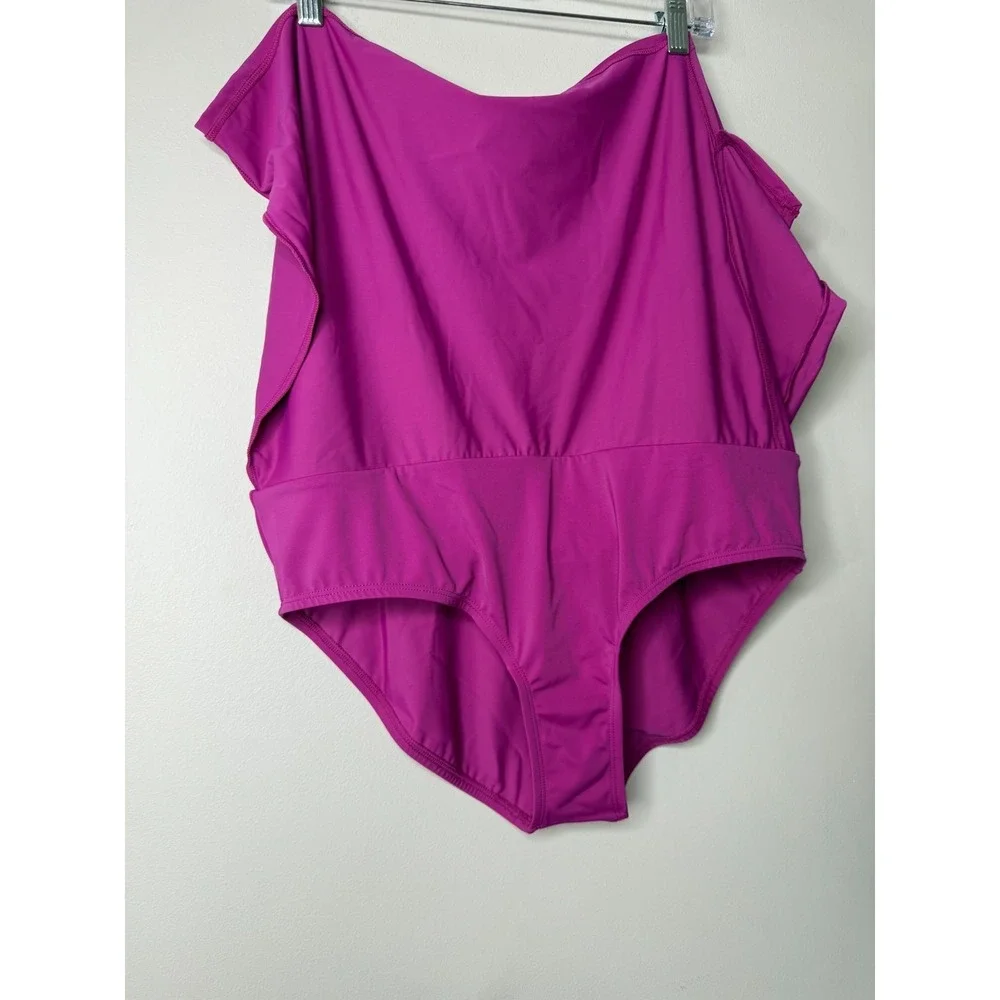 Susan Graver Soleil V-Neck Tankini with Skirt Fuchsia Shibori‎ 14 {#135-R